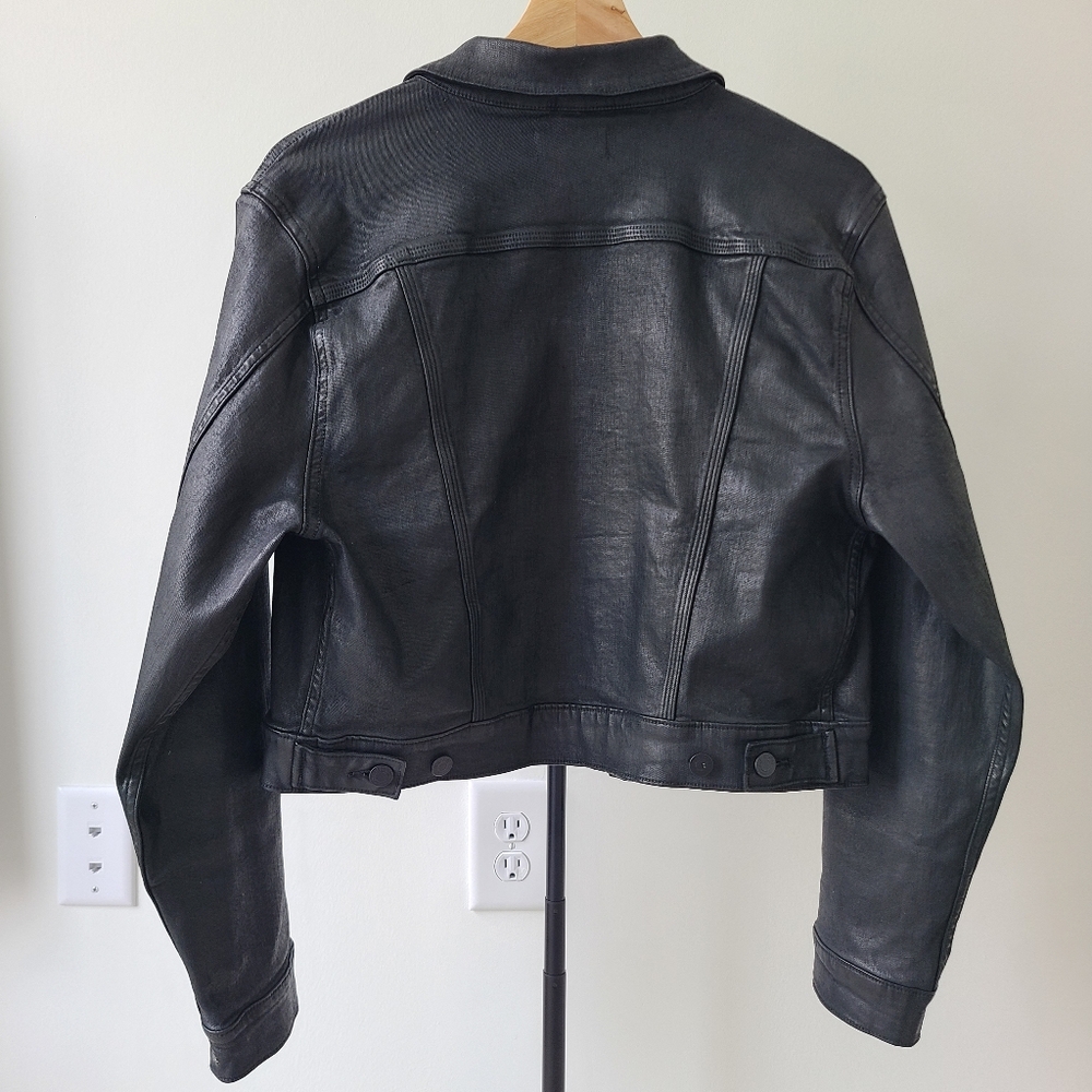 7 For All Mankind - Coated Denim Jacket, Large, Black - Picture 2 of 13